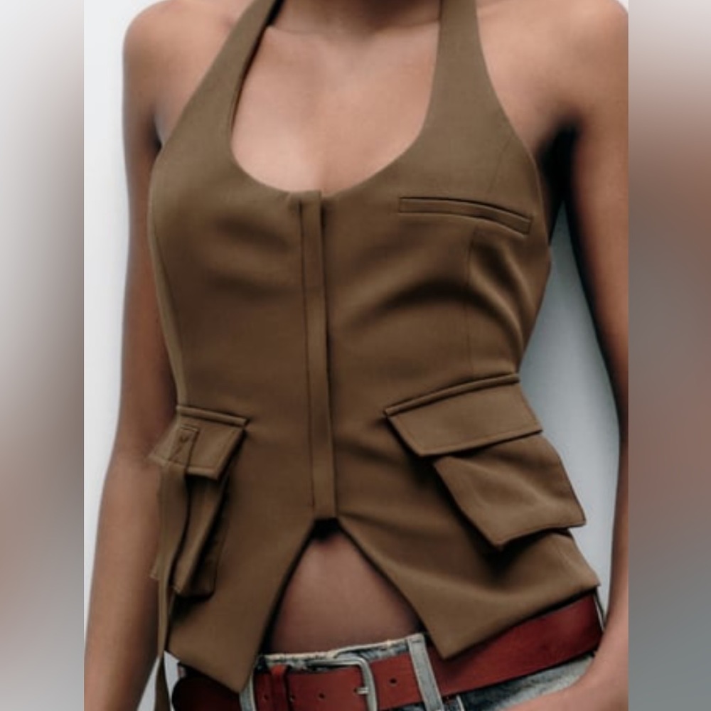 ✨NWT‼️ ZARA Brown Halter Top